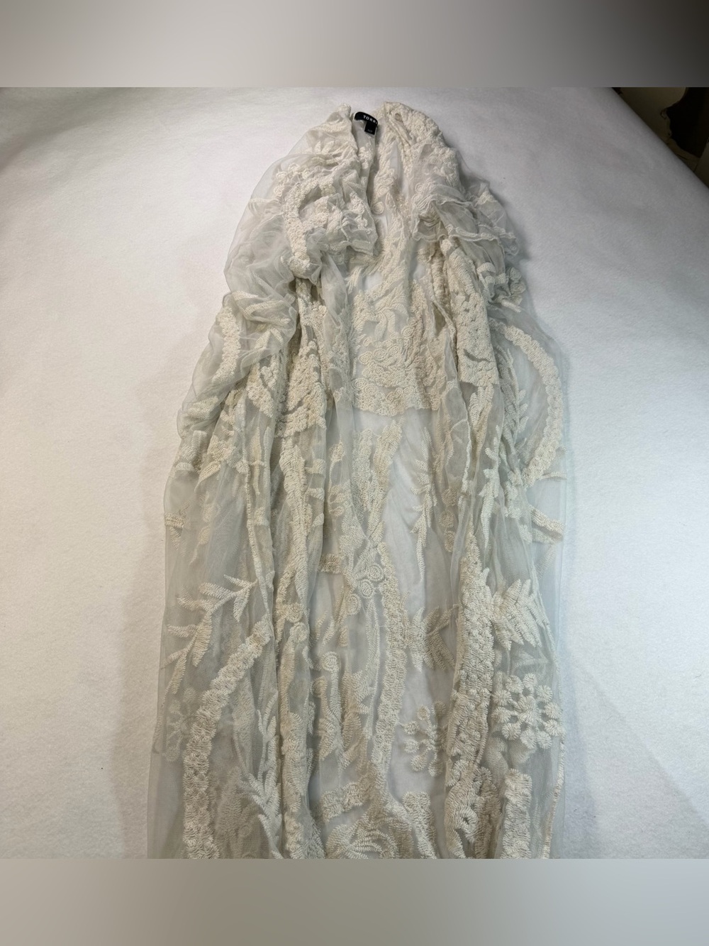 Torrid Ivory Embroidered Mesh Maxi Duster Kimono 1/2